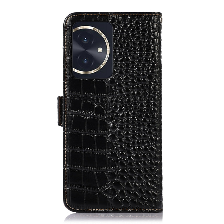 For Honor 100 Crocodile Top Layer Cowhide Leather Phone Case(Black)