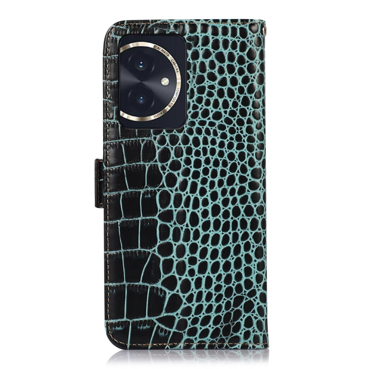 For Honor 100 Crocodile Top Layer Cowhide Leather Phone Case(Green)