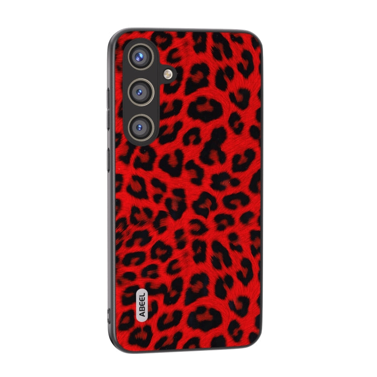 For Samsung Galaxy S24 5G ABEEL Black Edge Leopard Phone Case(Red Leopard)