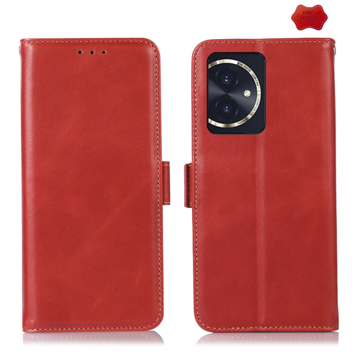 For Honor 100 Crazy Horse Top Layer Cowhide Leather Phone Case(Red)