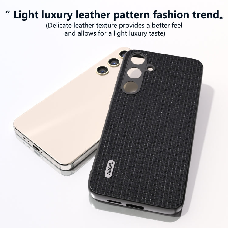 For Samsung Galaxy S24 5G ABEEL Genuine Leather Luxury Black Edge Phone Case(Black)