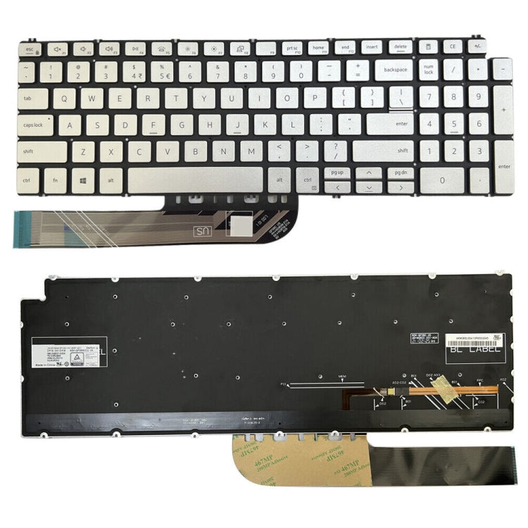 For Dell Inspiron 15 7590 / 7791 / 5584 US Version Backlight Laptop Keyboard(Silver)