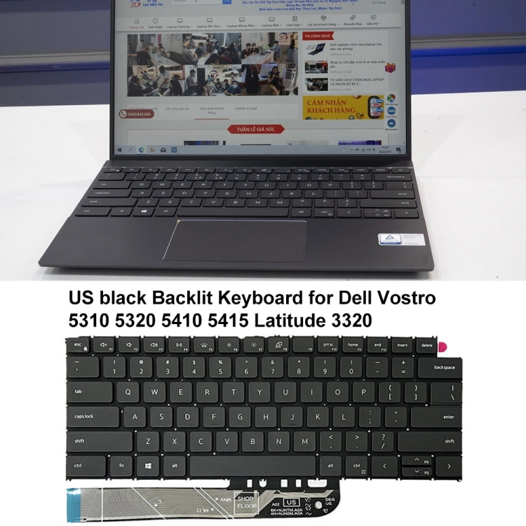 For Dell Vostro 5310 5320 5410 Latitude 3320 3420 US Version Backlight Laptop Keyboard(Black)