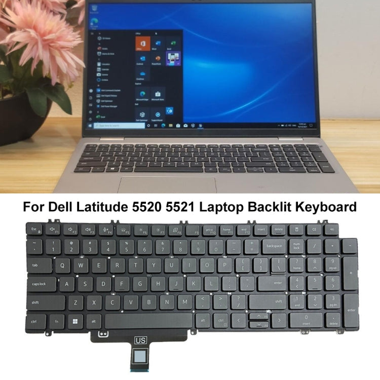 For Dell Latitude 5520 5521 Precision 3560 3561 US Version Backlight Laptop Keyboard(Black)