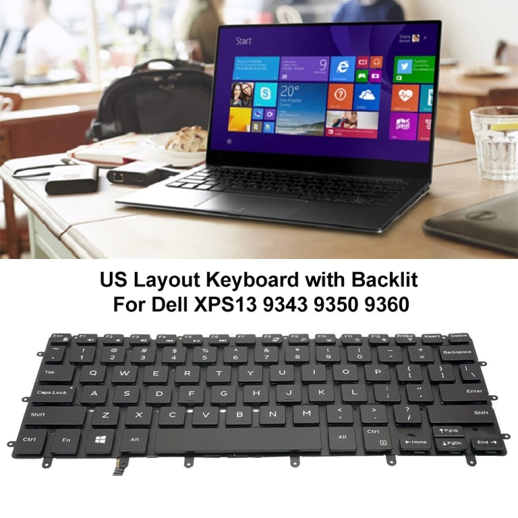 For Dell XPS 13 9343 13 9350 9360 US Version Backlight Laptop Keyboard(Black)