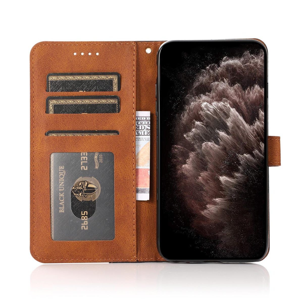 Compatible with iPhone 18 Pro & 17 Pro Dual-color Stitching Leather Phone Case - Black Brown