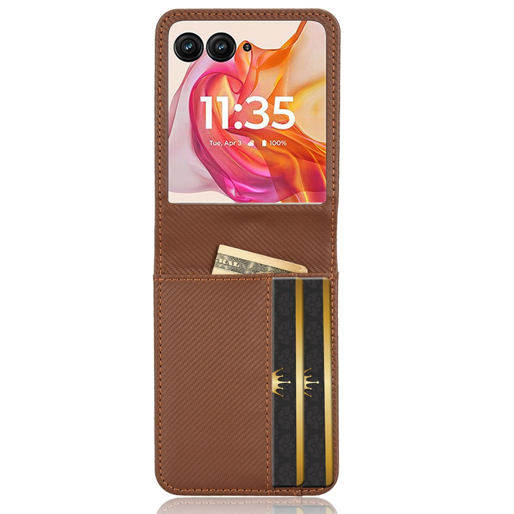 For Motorola Moto Razr 50 Ultra Card Slot PU Leather PC Phone Case(Brown)