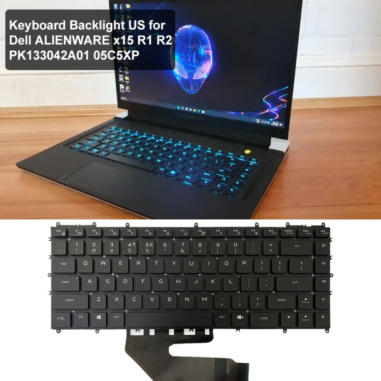 For Dell Alienware x15 R2 / R1 US Version Backlight Laptop Keyboard(Black)