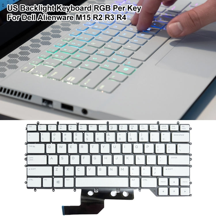 For Dell Alienware M15 / R3 / R4 US Version RGB Backlight Laptop Keyboard(White 0Y00RH)