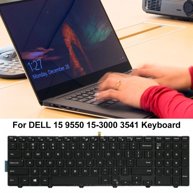 Backlight Laptop Keyboard For Dell 15-9550 / 15-3000 / 15-5542(White Word)