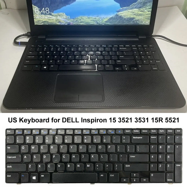 For Dell Inspiron 15 3521 3531 15R 5521 5537 US Version Laptop Keyboard(Black)