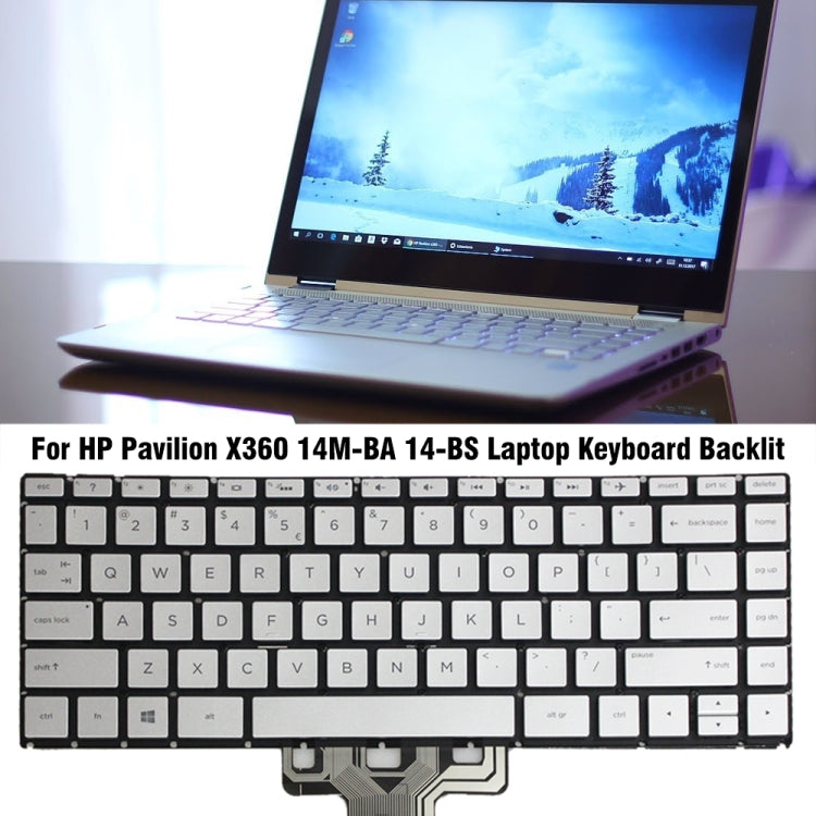 For HP 14M-BA 14-BS US Version Laptop Backlight Keyboard(Silver)