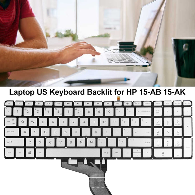 For HP 15-AB / 15-AK US Version Laptop Backlight Keyboard(Silver)