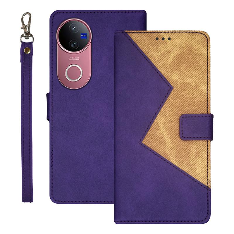 For vivo V50 5G Global idewei Two-color Splicing Leather Phone Case(Purple)
