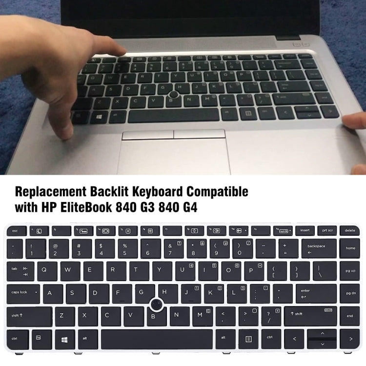 For HP EliteBook 840 G3 Laptop Backlight Keyboard