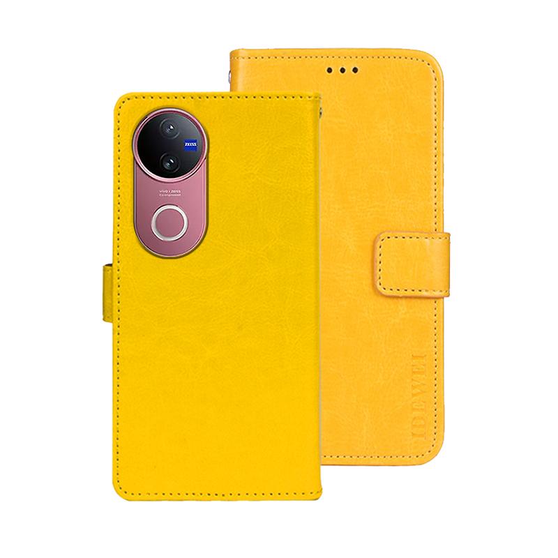 For vivo V50 5G Global idewei Crazy Horse Texture Leather Phone Case(Yellow)