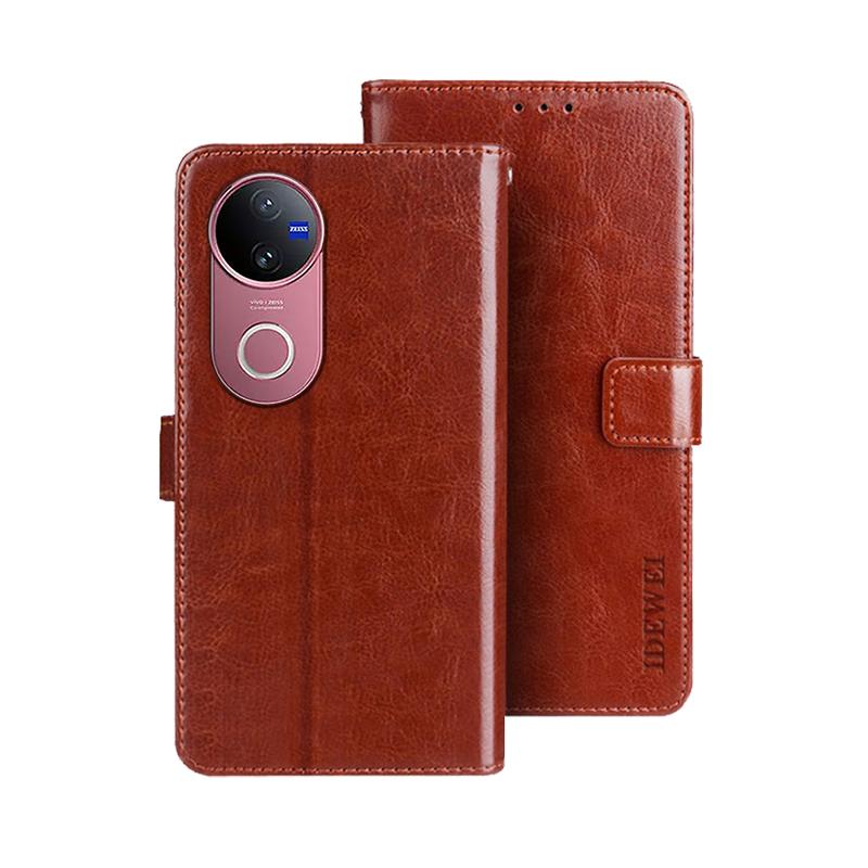 For vivo V50 5G Global idewei Crazy Horse Texture Leather Phone Case(Brown)