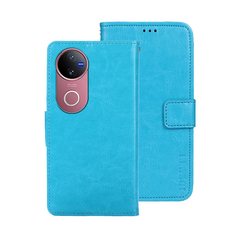 For vivo V50 5G Global idewei Crazy Horse Texture Leather Phone Case(Sky Blue)