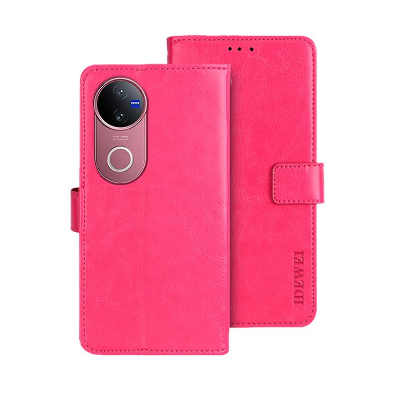 For vivo V50 5G Global idewei Crazy Horse Texture Leather Phone Case(Rose Red)