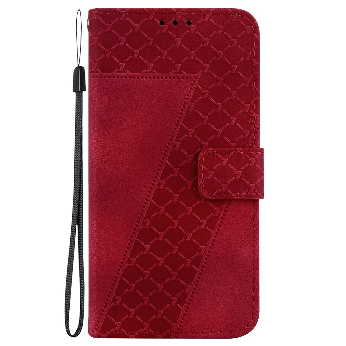 For iPhone 16e Seven-shaped Embossed Leather Phone Case(Red)