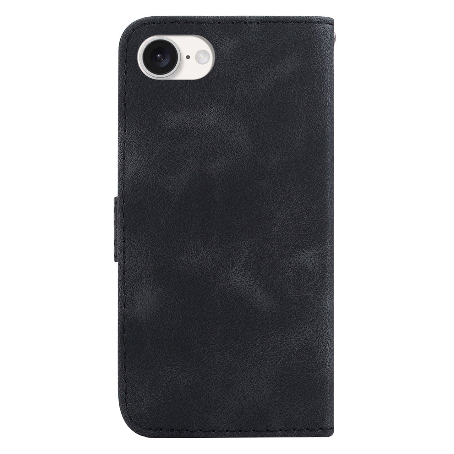 For iPhone 16e Seven-shaped Embossed Leather Phone Case(Black)