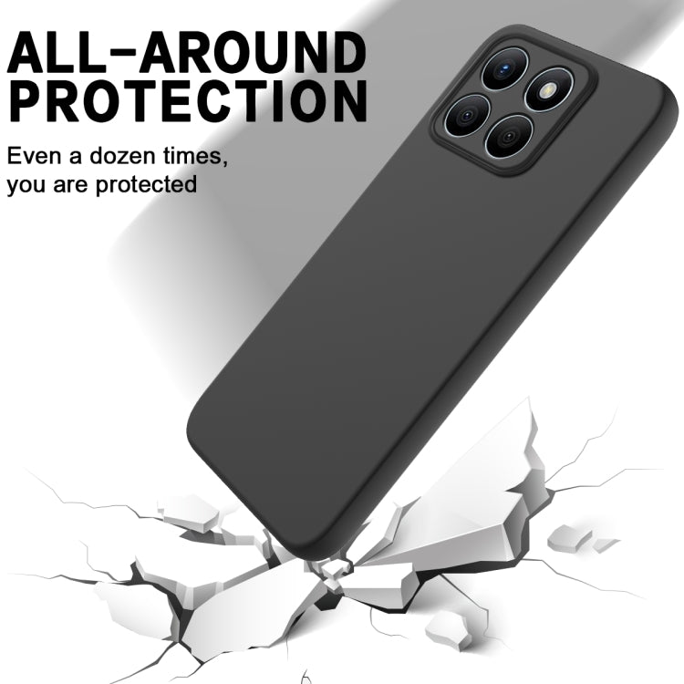 For Honor X8b Pure Color Liquid Silicone Shockproof Phone Case(Black)