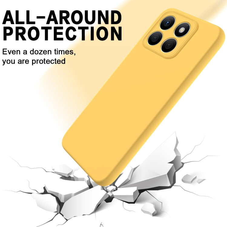 For Honor X8b Pure Color Liquid Silicone Shockproof Phone Case(Yellow)