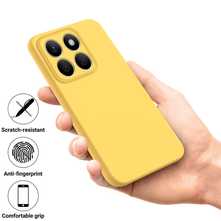 For Honor X8b Pure Color Liquid Silicone Shockproof Phone Case(Yellow)