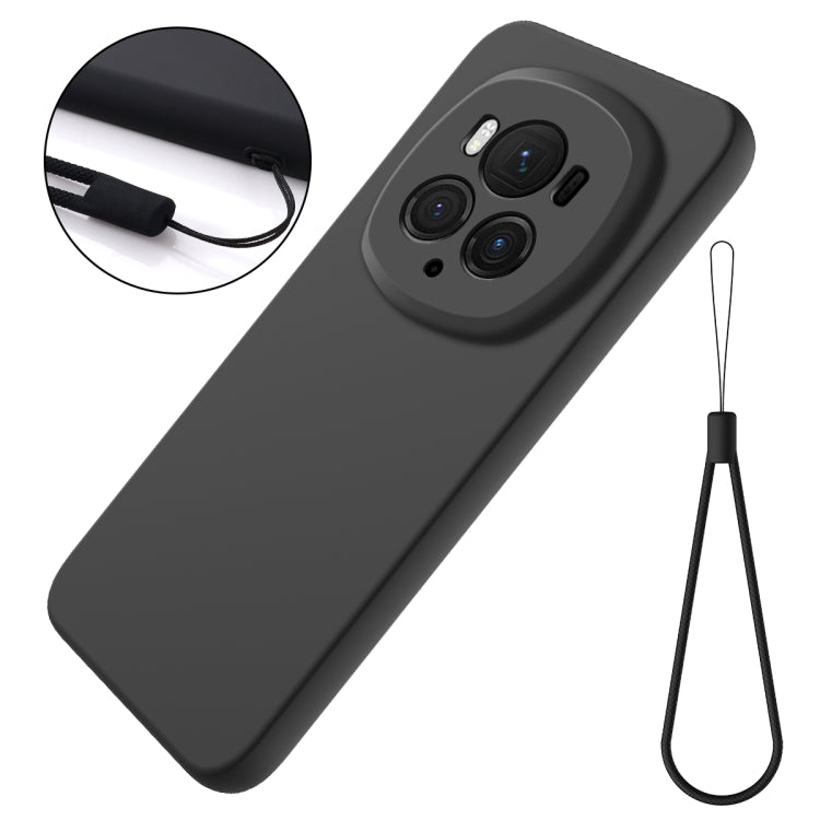 For Honor Magic6 Pro Pure Color Liquid Silicone Shockproof Phone Case(Black)