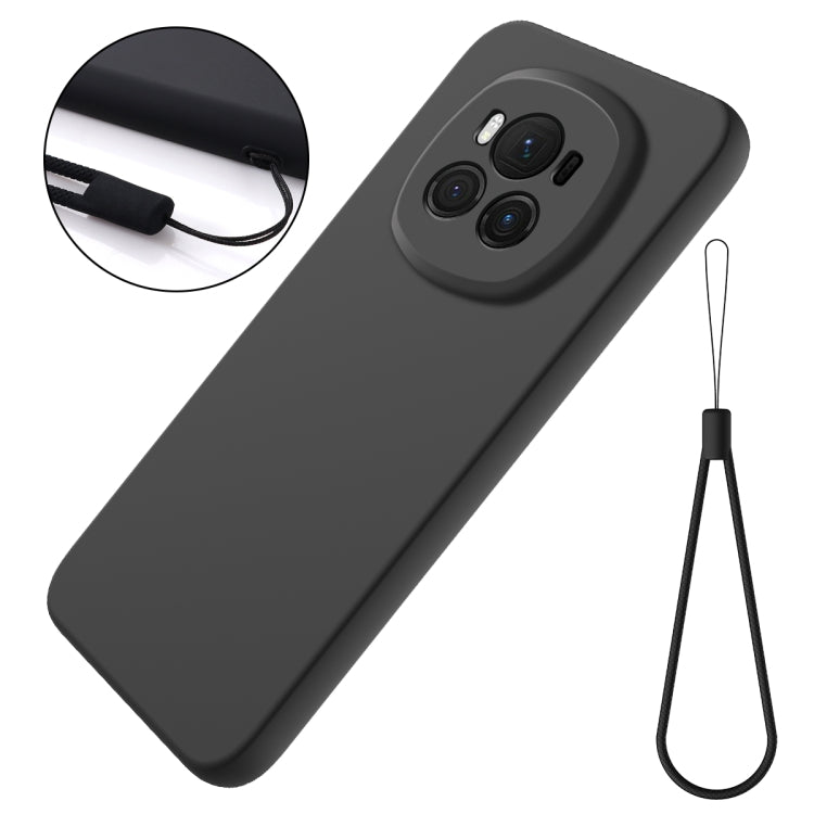 For Honor Magic6 Pure Color Liquid Silicone Shockproof Phone Case(Black)