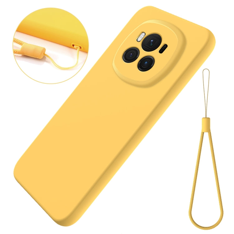 For Honor Magic6 Pure Color Liquid Silicone Shockproof Phone Case(Yellow)