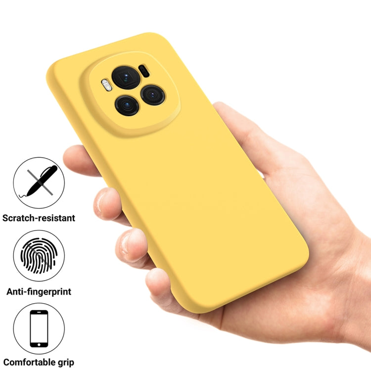 For Honor Magic6 Pure Color Liquid Silicone Shockproof Phone Case(Yellow)
