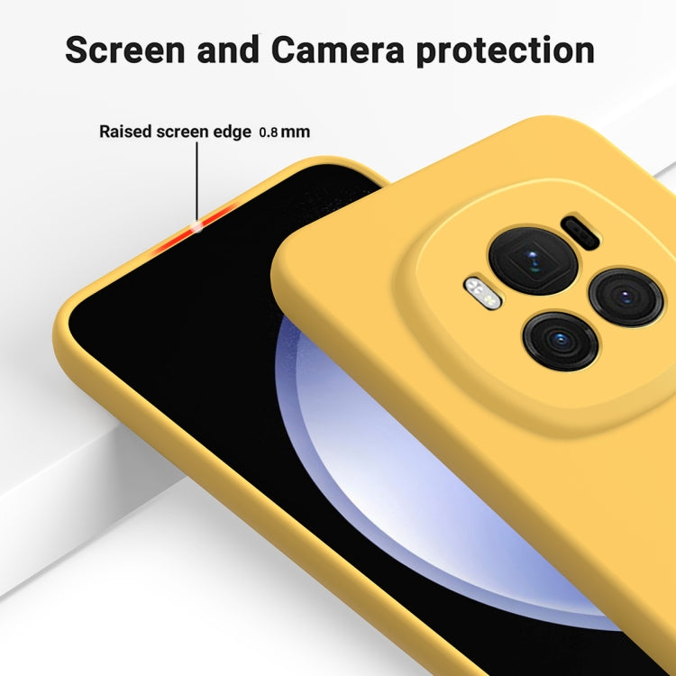 For Honor Magic6 Pure Color Liquid Silicone Shockproof Phone Case(Yellow)