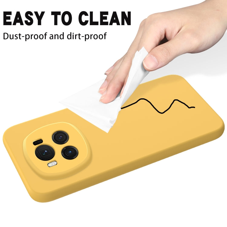 For Honor Magic6 Pure Color Liquid Silicone Shockproof Phone Case(Yellow)