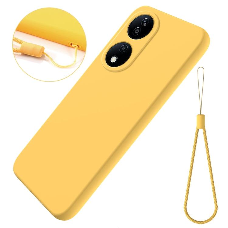 For Honor 90 Smart Pure Color Liquid Silicone Shockproof Phone Case(Yellow)