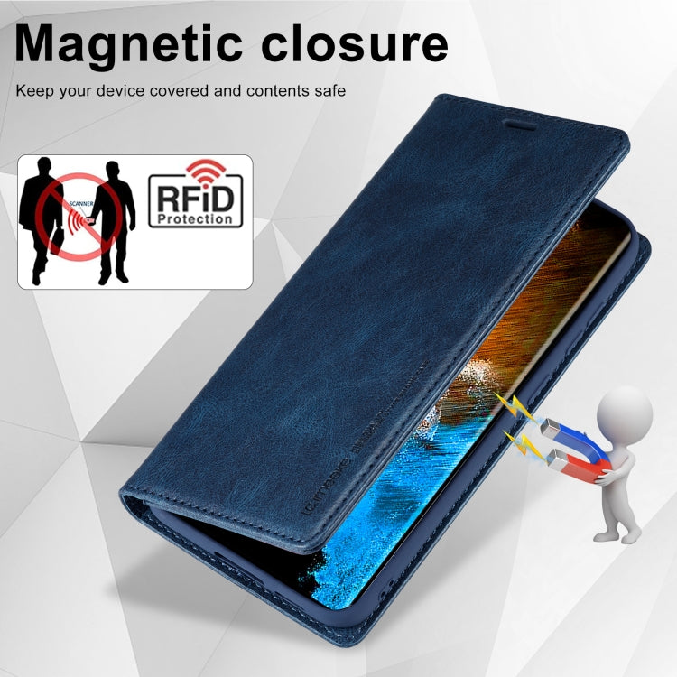 For Samsung Galaxy S24 LC.IMEEKE RFID Anti-theft Leather Phone Case(Blue)