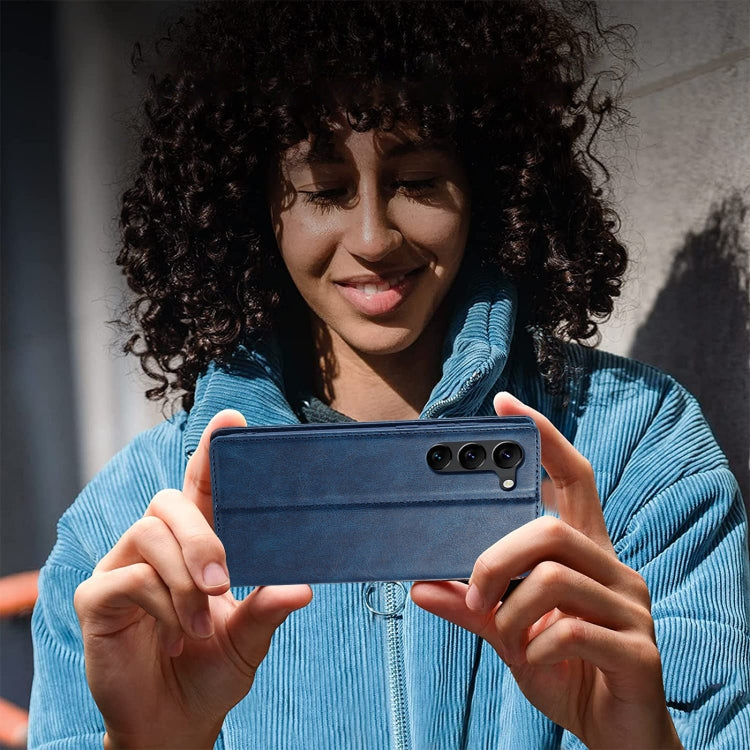 For Samsung Galaxy S24 LC.IMEEKE RFID Anti-theft Leather Phone Case(Blue)