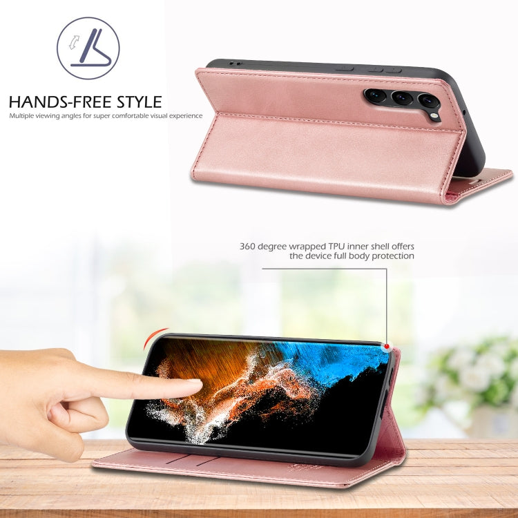 For Samsung Galaxy S24 5G LC.IMEEKE Strong Magnetism Microfiber Leather Phone Case(Rose Gold)
