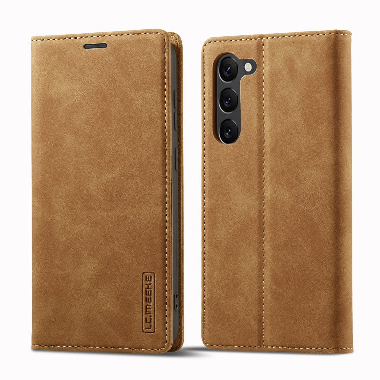For Samsung Galaxy S24 5G LC.IMEEKE Strong Magnetism Microfiber Leather Phone Case(Brown)