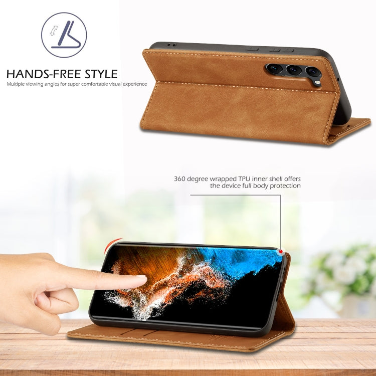 For Samsung Galaxy S24 5G LC.IMEEKE Strong Magnetism Microfiber Leather Phone Case(Brown)