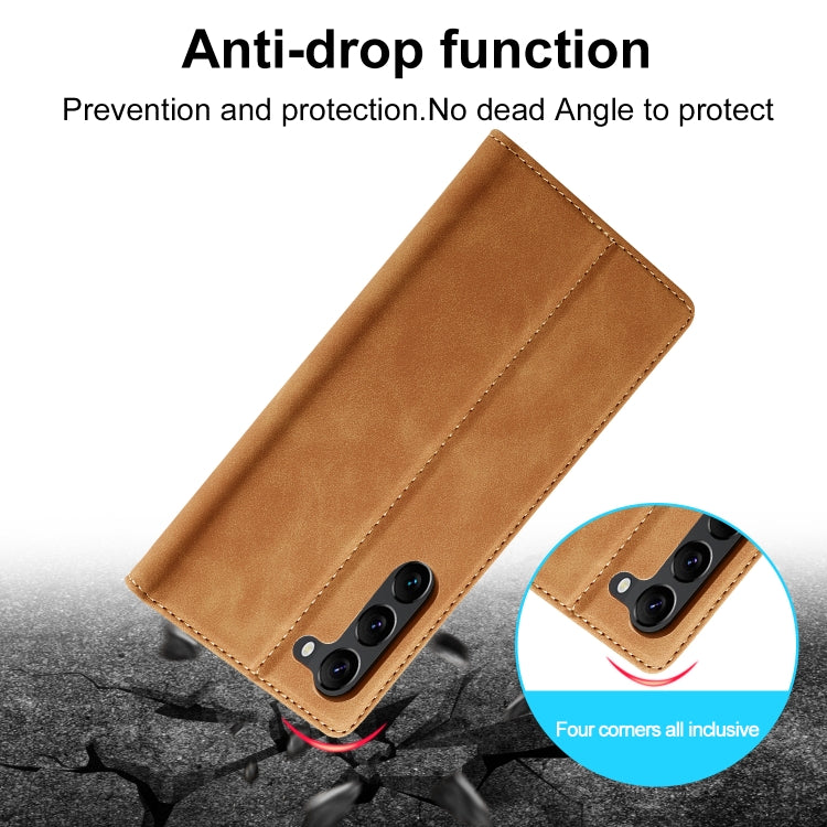 For Samsung Galaxy S24 5G LC.IMEEKE Strong Magnetism Microfiber Leather Phone Case(Brown)