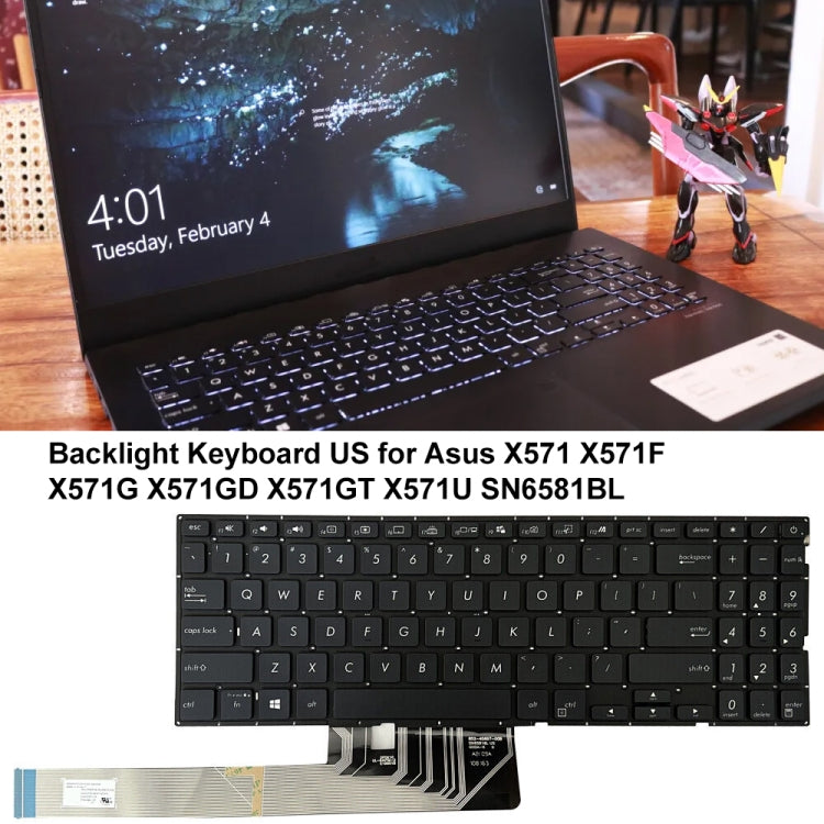 For Asus X571 X571F X571G X571GD US Version Backlight Laptop Keyboard(Black)