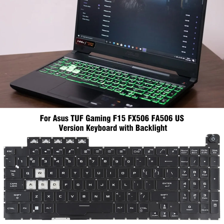 For Asus TUF Gaming F15 FX506 FA506 US Version Backlight Laptop Keyboard(Black)