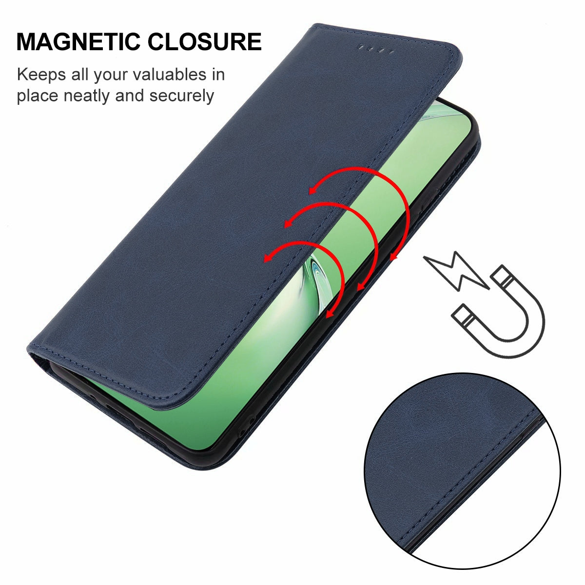 For OPPO K12 Magnetic Closure Leather Phone Case(Blue)