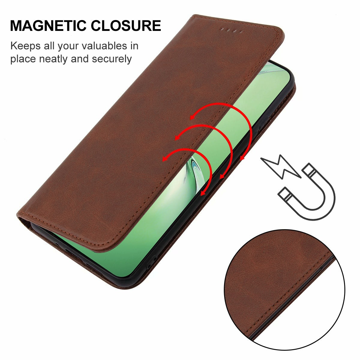 For OPPO K12 Magnetic Closure Leather Phone Case(Brown)