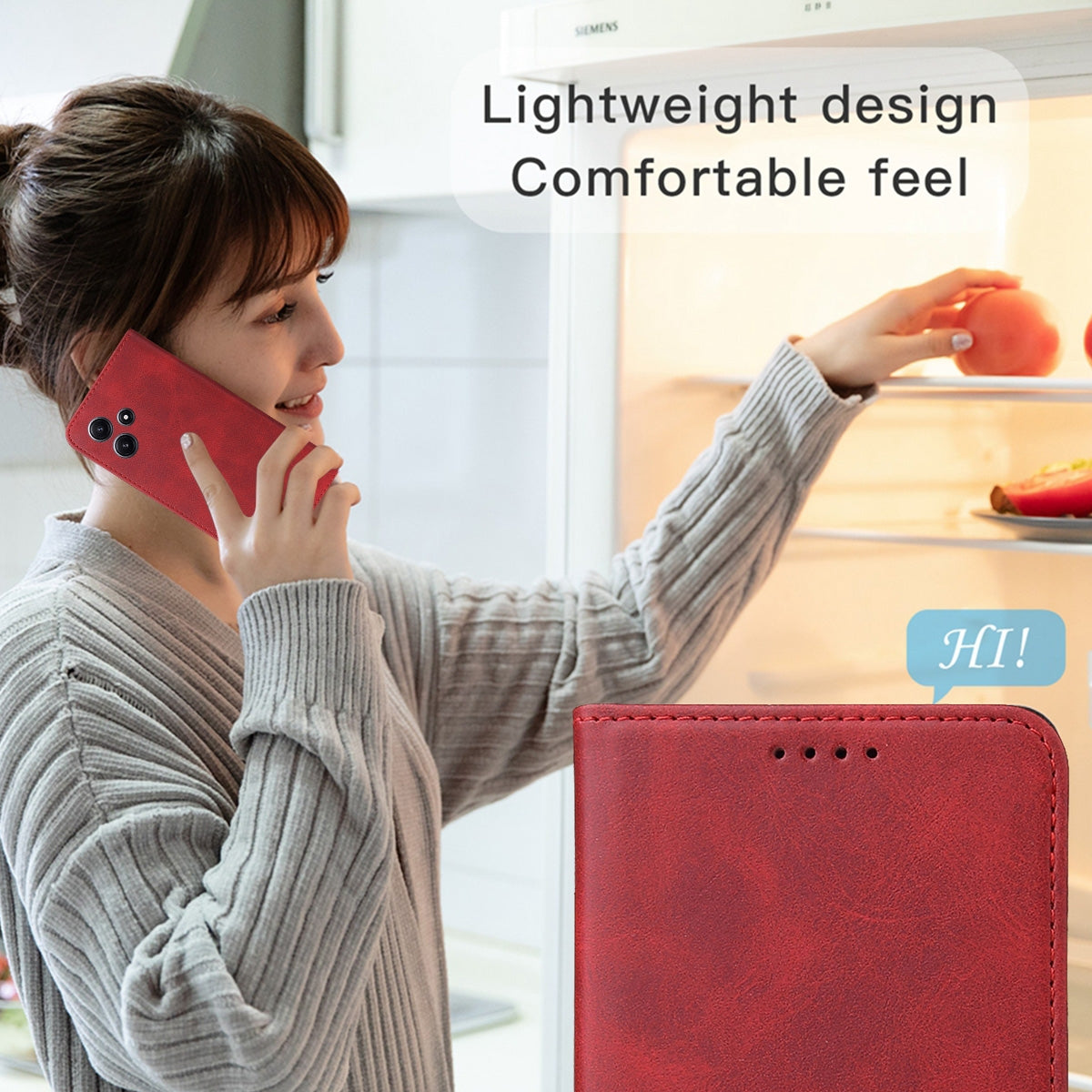 For OPPO K12 Magnetic Closure Leather Phone Case(Red)