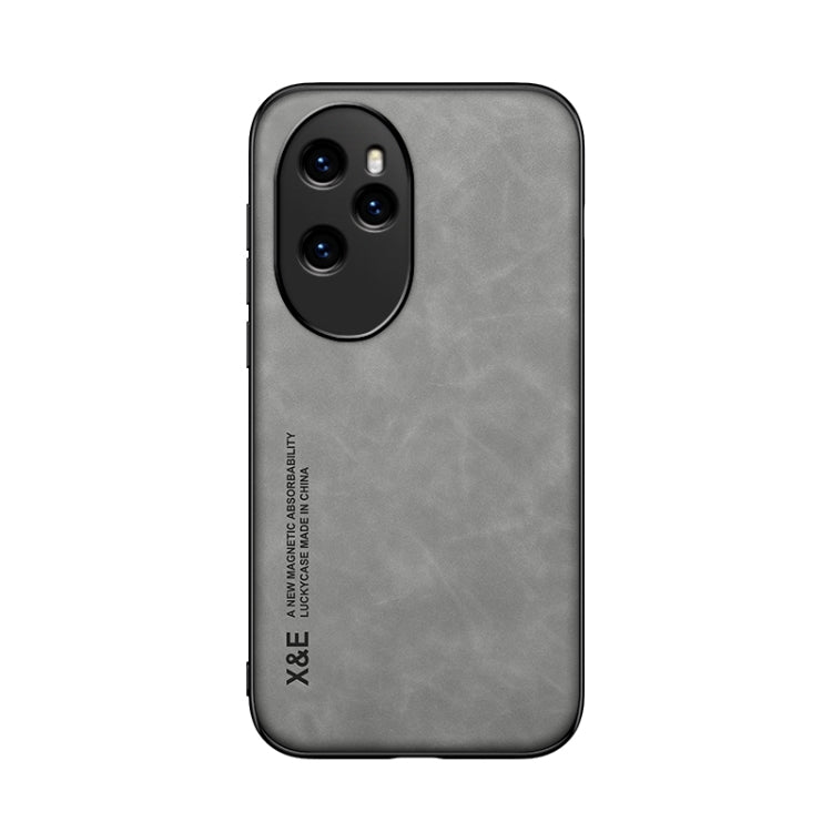 For Honor 100 Pro Skin Feel Magnetic Leather Back Phone Case(Light Grey)