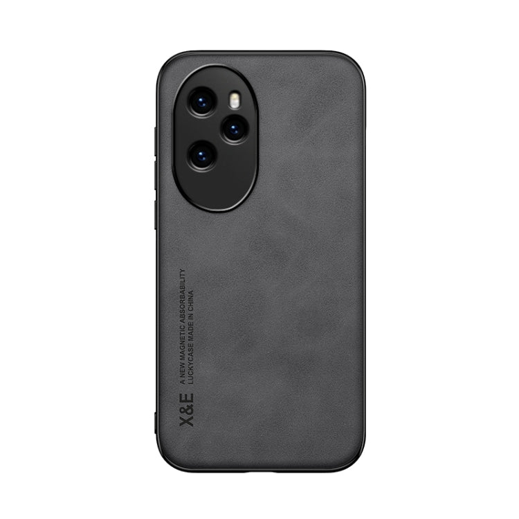 For Honor 100 Pro Skin Feel Magnetic Leather Back Phone Case(Dark Grey)