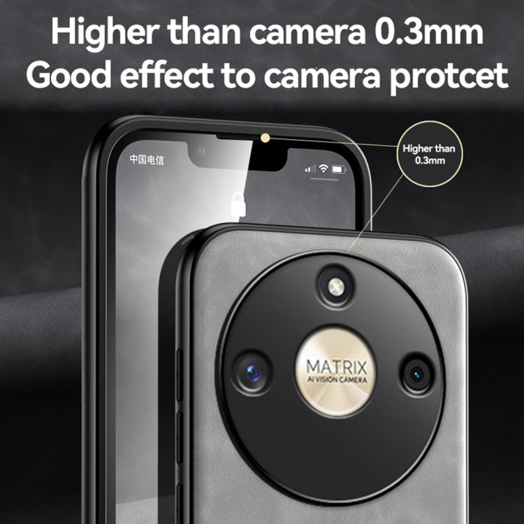 For Honor X8b Skin Feel Magnetic Leather Back Phone Case(Light Grey)