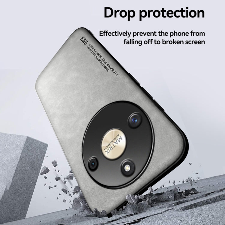 For Honor 100 Pro Skin Feel Magnetic Leather Back Phone Case(Light Grey)